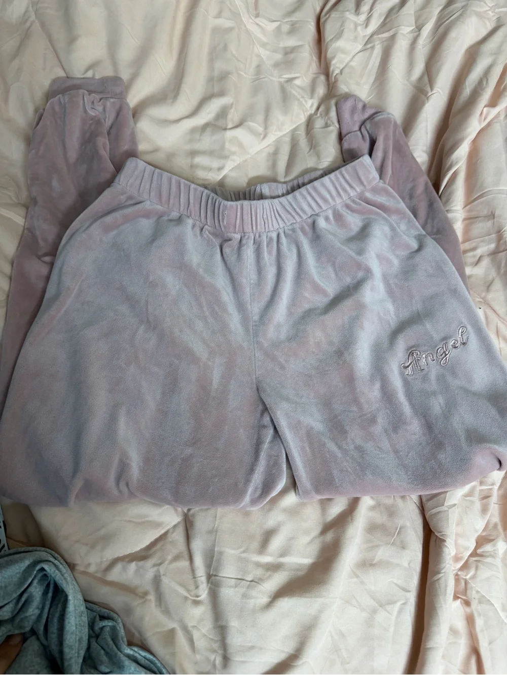 Angel Embroidered Light Lavender Kids Pajama Pants